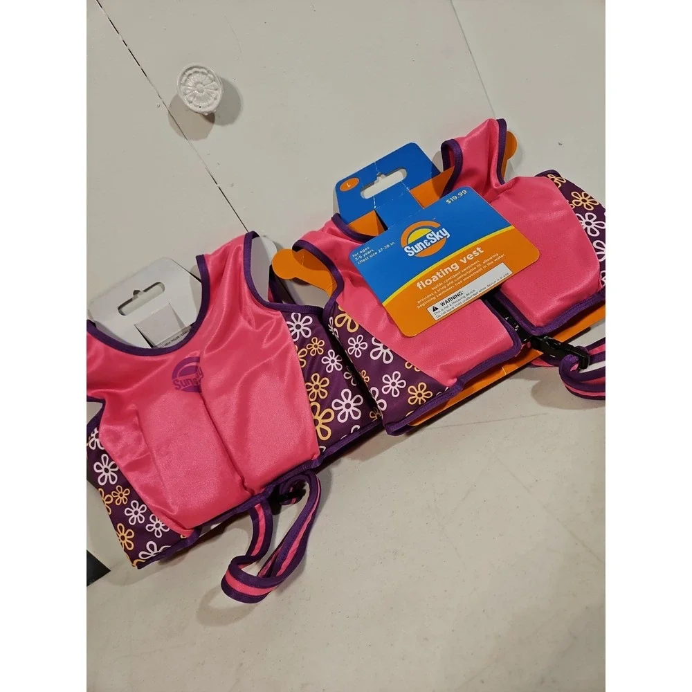 Sun & Sky Girls Pink Purple Zip Floating Swim Vest 2 Jackets‎ 3-5yr 27-28